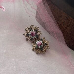 Guilloche Floral Rose Scatter Pins